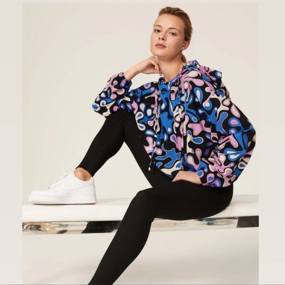 Year of Ours Splash Tennis Hooded Blue Pink Pullover Size Large - Picture 8 of 8